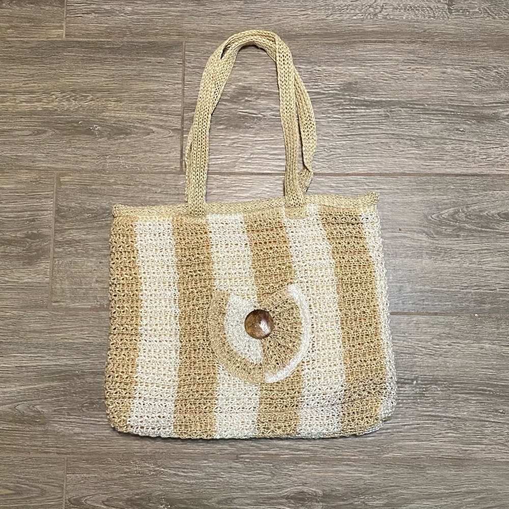Vintage Tan & White Shoulder Bag
